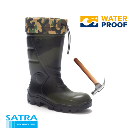 KING 1006 S4 POLİÜRETAN ÇELİK BURUN KISA BAĞLI ÇİZME (PU SHORT BOOTS- STEEL TOE CUP-S4 - YEŞİL KAMUFLAJ SİYAH