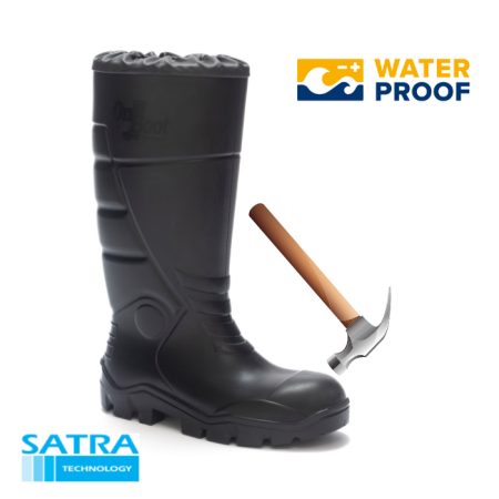 KING 1008 S4 POLİÜRETAN ÇELİK BURUN UZUN BÜZGÜLÜ ÇİZME (PU LONG COVER BOOTS STEEL TOE CUP-S4 - SİYAH SİYAH