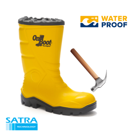 ONBOOT KİNG 1009 S4 POLİÜRETAN ÇELİK BURUN  KISA BÜZGÜLÜ ÇİZME (PU SHORT COVER BOOTS- STEEL TOE CUP-S4 - SARI SİYAH