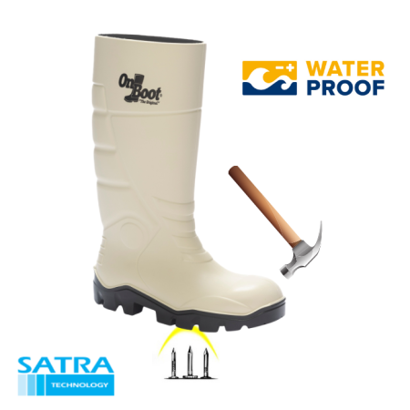 KING 1001 S5 POLİÜRETAN ÇELİK BURUN ÇELİK TABAN UZUN ÇİZME (STEEL TOE CUP AND STEEL MIDSOLE S5 - BEYAZ SİYAH