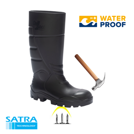 KING 1001 S5 POLİÜRETAN ÇELİK BURUN ÇELİK TABAN UZUN ÇİZME (STEEL TOE CUP AND STEEL MIDSOLE S5 - SİYAH SİYAH