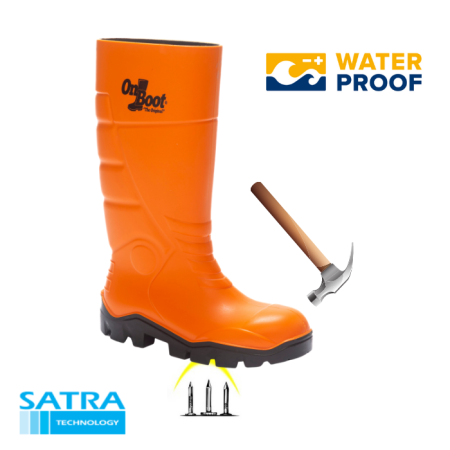 KING 1001 S5 POLİÜRETAN ÇELİK BURUN ÇELİK TABAN UZUN ÇİZME (STEEL TOE CUP AND STEEL MIDSOLE S5 - TURUNCU SİYAH