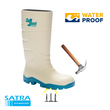 KING 1001 S5 POLİÜRETAN ÇELİK BURUN ÇELİK TABAN UZUN ÇİZME (STEEL TOE CUP AND STEEL MIDSOLE S5 - BEYAZ MAVİ