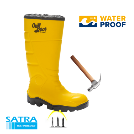 KING 1008 S5 POLİÜRETAN ÇELİK BURUN ÇELİK TABAN UZUN BÜZGÜLÜ ÇİZME (STEEL TOE CUP AND STEEL MIDSOLE)-S5 - SARI SİYAH