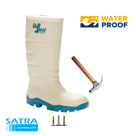 KING 1008 S5 POLİÜRETAN ÇELİK BURUN ÇELİK TABAN UZUN BÜZGÜLÜ ÇİZME (STEEL TOE CUP AND STEEL MIDSOLE)-S5 - BEYAZ MAVİ