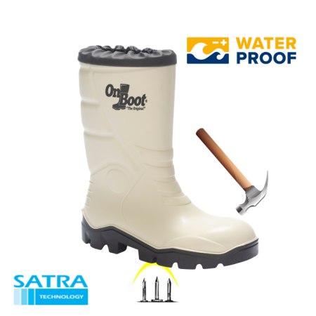ONBOOT KİNG 1009 S5 POLİÜRETAN ÇELİK BURUN ÇELİK TABAN KISA BÜZGÜLÜ ÇİZME ( STEEL TOE CUP AND STEEL MIDSOLE-S5 - BEYAZ SİYAH