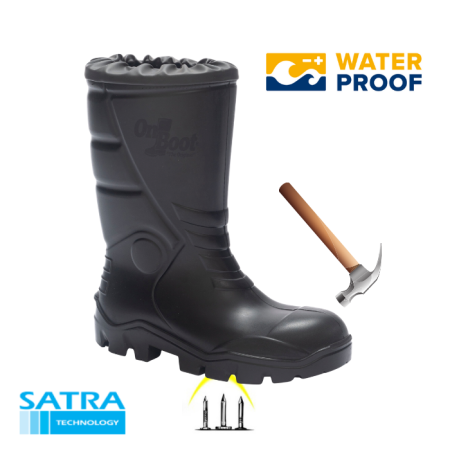 ONBOOT KİNG 1009 S5 POLİÜRETAN ÇELİK BURUN ÇELİK TABAN KISA BÜZGÜLÜ ÇİZME ( STEEL TOE CUP AND STEEL MIDSOLE-S5 - SİYAH SİYAH