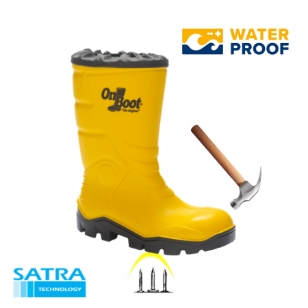 ONBOOT KİNG 1009 S5 POLİÜRETAN ÇELİK BURUN ÇELİK TABAN KISA BÜZGÜLÜ ÇİZME ( STEEL TOE CUP AND STEEL MIDSOLE-S5 - SARI SİYAH