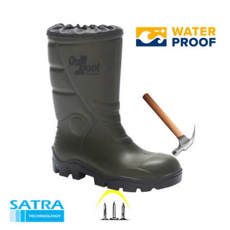 ONBOOT KİNG 1009 S5 POLİÜRETAN ÇELİK BURUN ÇELİK TABAN KISA BÜZGÜLÜ ÇİZME ( STEEL TOE CUP AND STEEL MIDSOLE-S5 - HAKİ