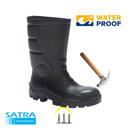 KING 1002 S5 POLİÜRETAN ÇELİK BURUN ÇELİK TABAN KISA BİYELİ ÇİZME (STEEL TOE CUP AND STEEL MIDSOLE S5 - SİYAH SİYAH