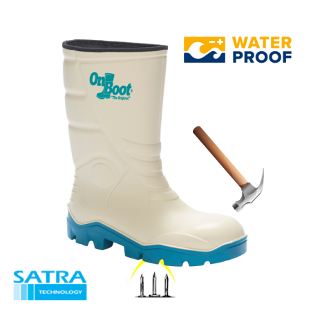 KING 1002 S5 POLİÜRETAN ÇELİK BURUN ÇELİK TABAN KISA BİYELİ ÇİZME (STEEL TOE CUP AND STEEL MIDSOLE S5 - BEYAZ MAVİ