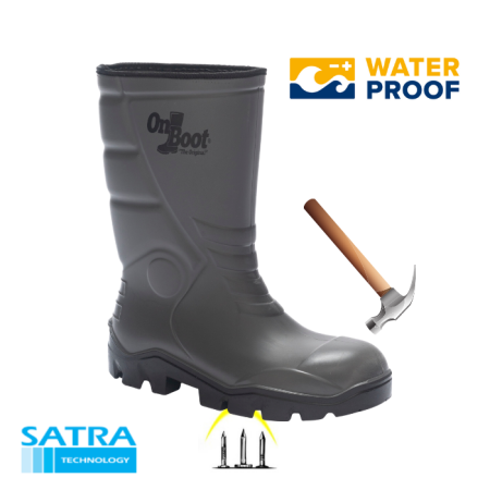 KING 1002 S5 POLİÜRETAN ÇELİK BURUN ÇELİK TABAN KISA BİYELİ ÇİZME (STEEL TOE CUP AND STEEL MIDSOLE S5 - GRİ SİYAH