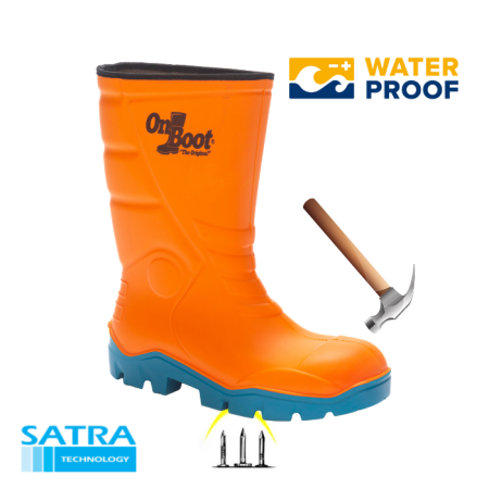 KING 1002 S5 POLİÜRETAN ÇELİK BURUN ÇELİK TABAN KISA BİYELİ ÇİZME (STEEL TOE CUP AND STEEL MIDSOLE S5 - TURUNCU MAVİ