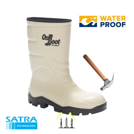 KING 1002 S5 POLİÜRETAN ÇELİK BURUN ÇELİK TABAN KISA BİYELİ ÇİZME (STEEL TOE CUP AND STEEL MIDSOLE S5 - BEYAZ SİYAH