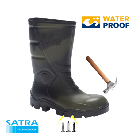 KING 1002 S5 POLİÜRETAN ÇELİK BURUN ÇELİK TABAN KISA BİYELİ ÇİZME (STEEL TOE CUP AND STEEL MIDSOLE S5 - YEŞİL KAMUFLAJ SİYAH