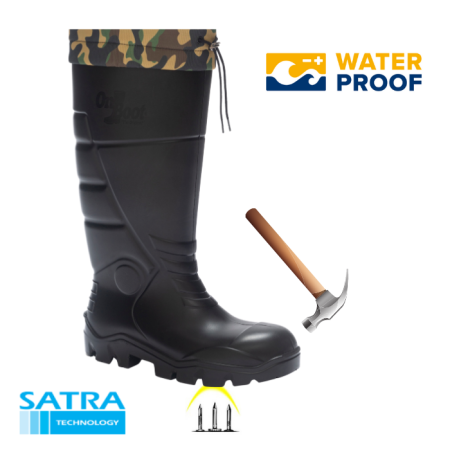 KING 1005 S5 POLÜRETAN UZUN BAĞLI ÇELİK BURUN ÇELİK TABAN ÇİZME ( STEEL TOE CUP AND STEEL MIDSOLE S5 - SİYAH SİYAH