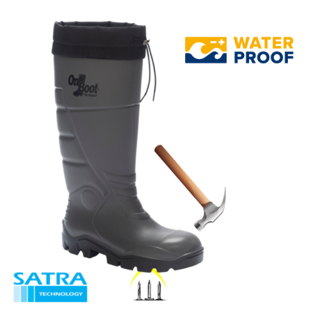 KING 1005 S5 POLÜRETAN UZUN BAĞLI ÇELİK BURUN ÇELİK TABAN ÇİZME ( STEEL TOE CUP AND STEEL MIDSOLE S5 - GRİ SİYAH