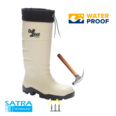 KING 1005 S5 POLÜRETAN UZUN BAĞLI ÇELİK BURUN ÇELİK TABAN ÇİZME ( STEEL TOE CUP AND STEEL MIDSOLE S5 - BEYAZ SİYAH