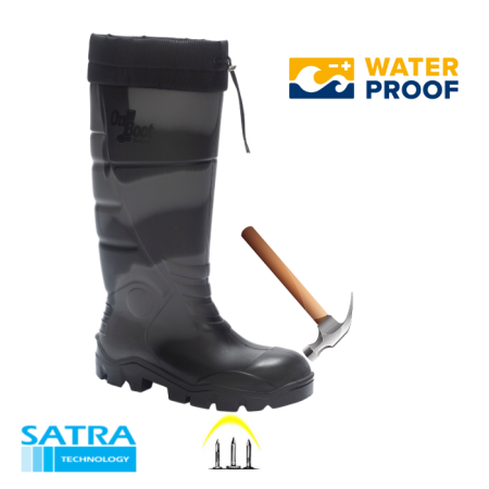 KING 1005 S5 POLÜRETAN UZUN BAĞLI ÇELİK BURUN ÇELİK TABAN ÇİZME ( STEEL TOE CUP AND STEEL MIDSOLE S5 - SİYAH KAMUFLAJ SİYAH