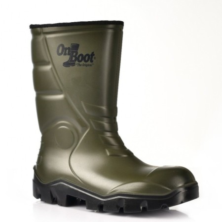 Onboot Kısa Soğuk Geçirmez , Su Geçirmez Kaymaz Tabanlı  İş Av ve Yağmur Çizmesi 1002 - HAKI SIYAH
