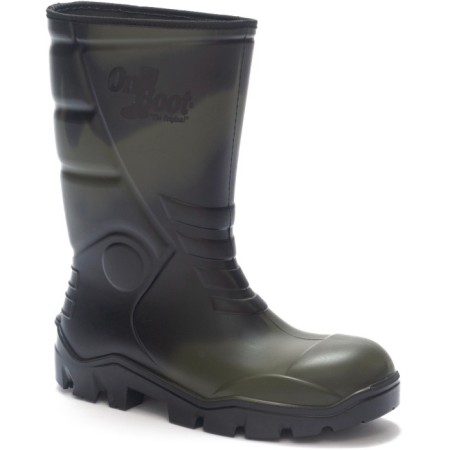 Onboot Kısa Soğuk Geçirmez , Su Geçirmez Kaymaz Tabanlı  İş Av ve Yağmur Çizmesi 1002 - KMF SIYAH HAKI SIYAH