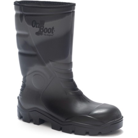 Onboot Kısa Soğuk Geçirmez , Su Geçirmez Kaymaz Tabanlı  İş Av ve Yağmur Çizmesi 1002 - KMF SİYAH GRİ SİYAH