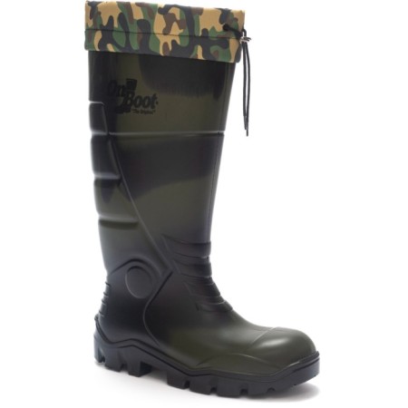 Onboot Uzun Bağlı Soğuk Geçirmez, Su Geçirmez Kaymaz Tabanlı İş Av ve Yağmur Çizmesi 1005 - KMF SİYAH HAKİ SİYAH KONÇ