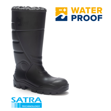 KİNG 1008 POLÜRETAN UZUN BÜZGÜLÜ ÇELİKSİZ ÇİZME ( O4 )PU LONG COVER BOOTS  - SİYAH SİYAH