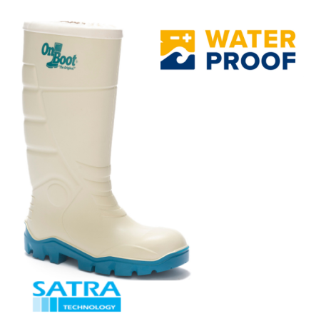 KİNG 1008 POLÜRETAN UZUN BÜZGÜLÜ ÇELİKSİZ ÇİZME ( O4 )PU LONG COVER BOOTS  - BEYAZ MAVİ