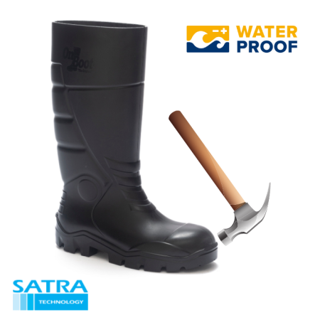 KING 1001 S4 POLİÜRETAN ÇELİK BURUN  UZUN ÇİZME (PU LONG BOOTS STEEL TOE CUP-S4 - SİYAH SİYAH
