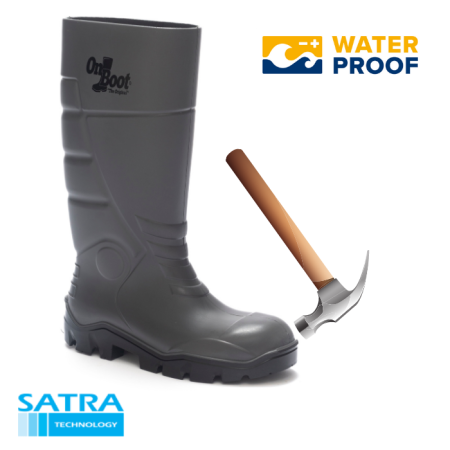 KING 1001 S4 POLİÜRETAN ÇELİK BURUN  UZUN ÇİZME (PU LONG BOOTS STEEL TOE CUP-S4 - GRİ SİYAH