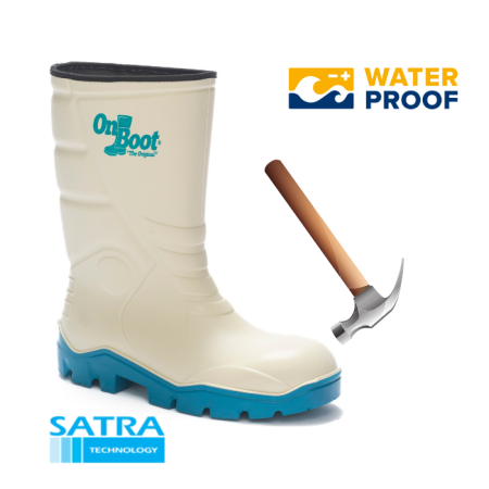 KING 1002 S4 POLİÜRETAN ÇELİK BURUN  KISA BİYELİ ÇİZME (PU SHORT BOOTS- STEEL TOE CUP-S4 - BEYAZ MAVİ