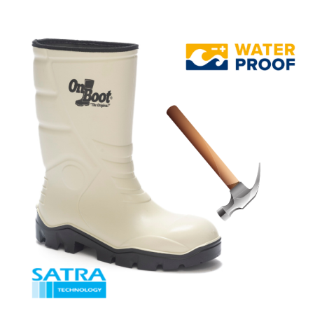 KING 1002 S4 POLİÜRETAN ÇELİK BURUN  KISA BİYELİ ÇİZME (PU SHORT BOOTS- STEEL TOE CUP-S4 - BEYAZ SİYAH