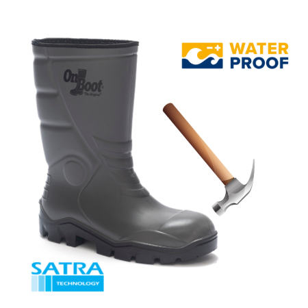 KING 1002 S4 POLİÜRETAN ÇELİK BURUN  KISA BİYELİ ÇİZME (PU SHORT BOOTS- STEEL TOE CUP-S4 - GRİ SİYAH