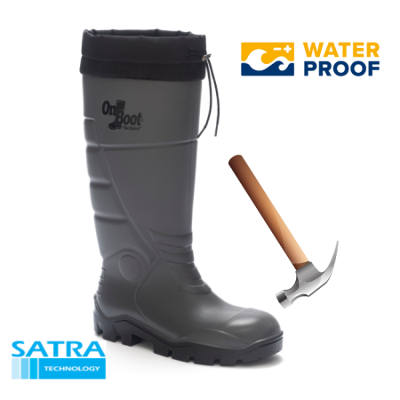 KING 1005 S4 POLÜRETAN UZUN BAĞLI ÇELİK BURUN ÇİZME (PU LONG BOOTS STEEL TOE CUP-S4 - GRİ SİYAH