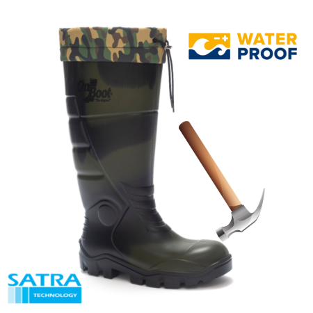 KING 1005 S4 POLÜRETAN UZUN BAĞLI ÇELİK BURUN ÇİZME (PU LONG BOOTS STEEL TOE CUP-S4 - YEŞİL KAMUFLAJ SİYAH