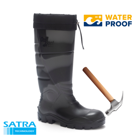 KING 1005 S4 POLÜRETAN UZUN BAĞLI ÇELİK BURUN ÇİZME (PU LONG BOOTS STEEL TOE CUP-S4 - SİYAH KAMUFLAJ SİYAH